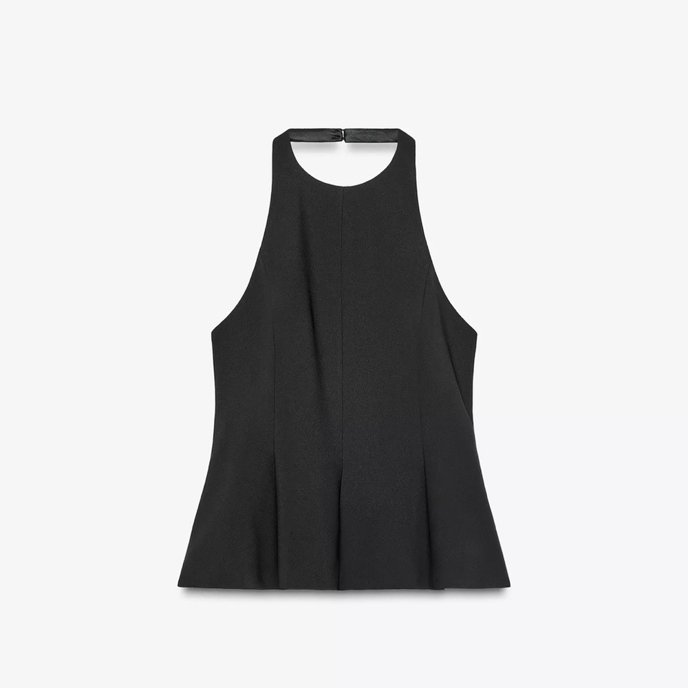 Zara Black Halter Neck Flared Top